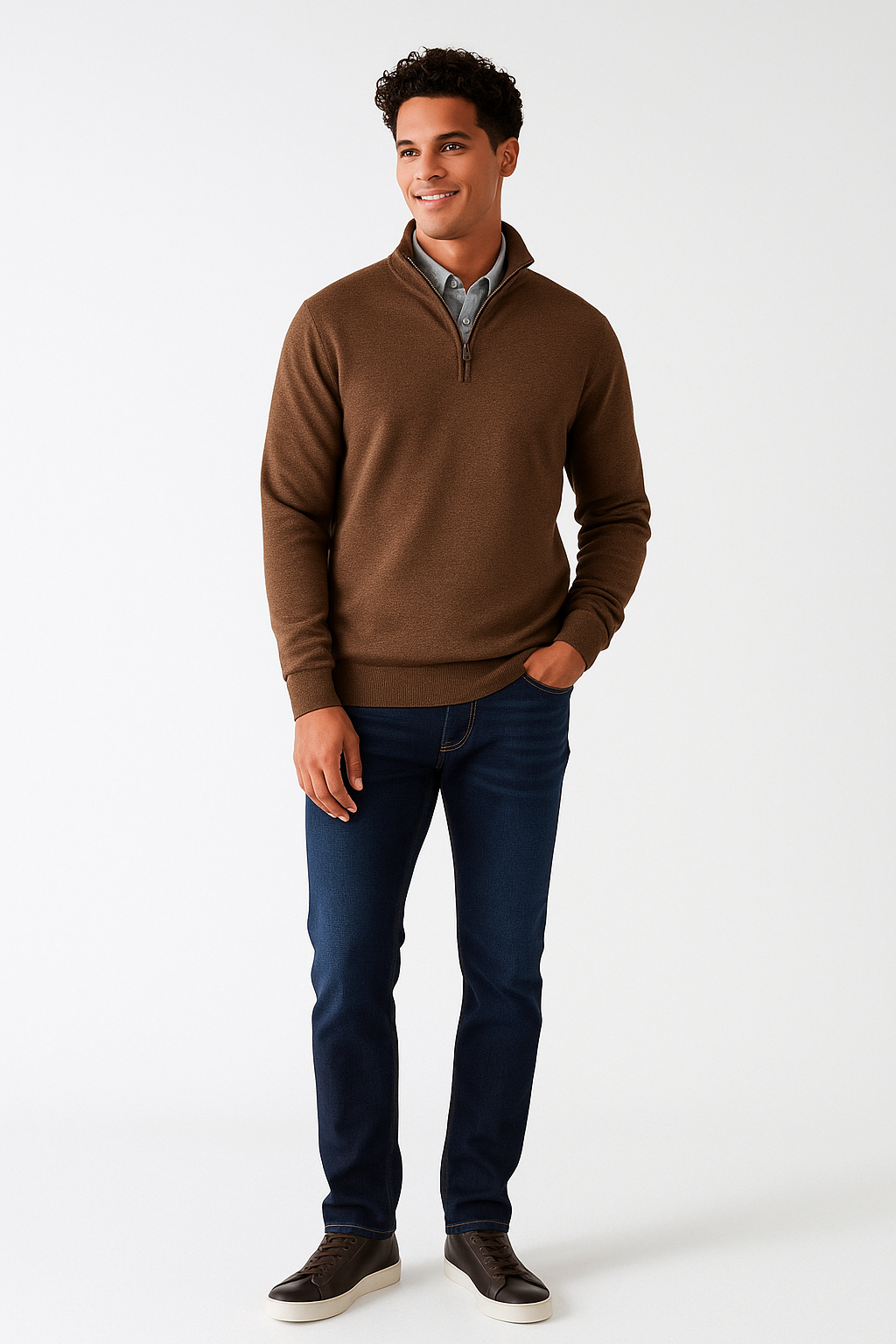 Pull tricoté avec col pour hommes