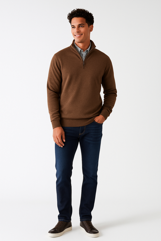 Pull tricoté avec col pour hommes