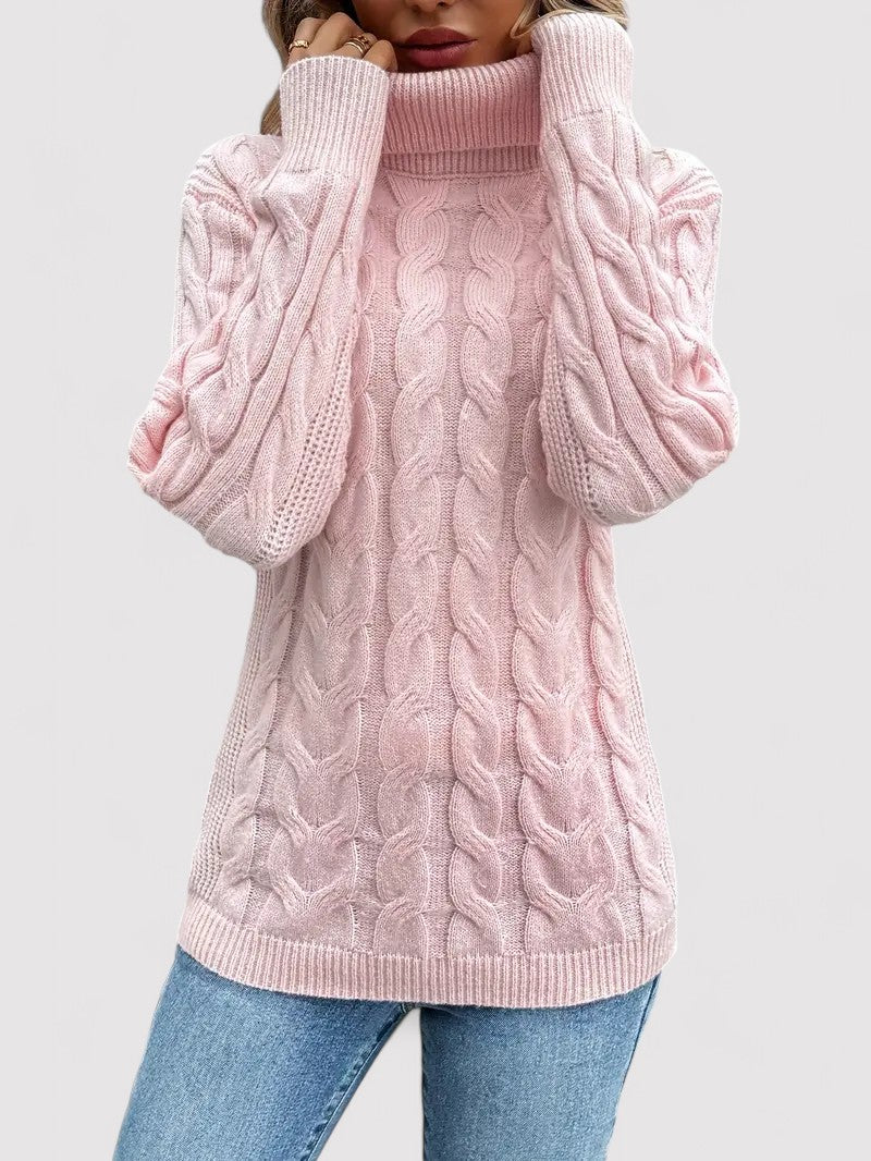 Laurent | Pull à col roulé en tricot torsadé pour femmes en automne