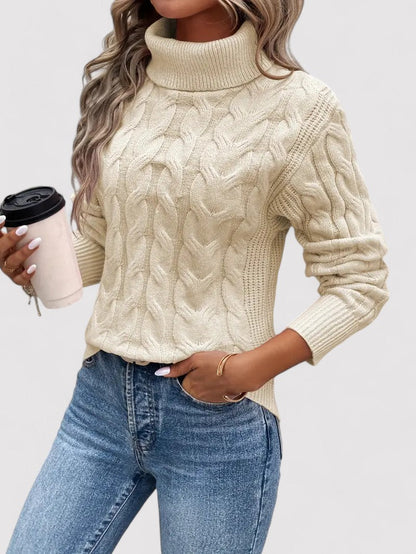 Laurent | Pull à col roulé en tricot torsadé pour femmes en automne