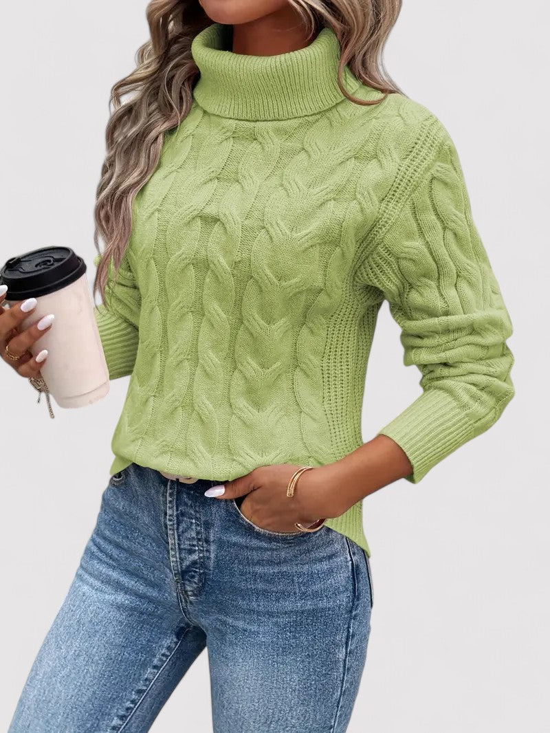 Laurent | Pull à col roulé en tricot torsadé pour femmes en automne